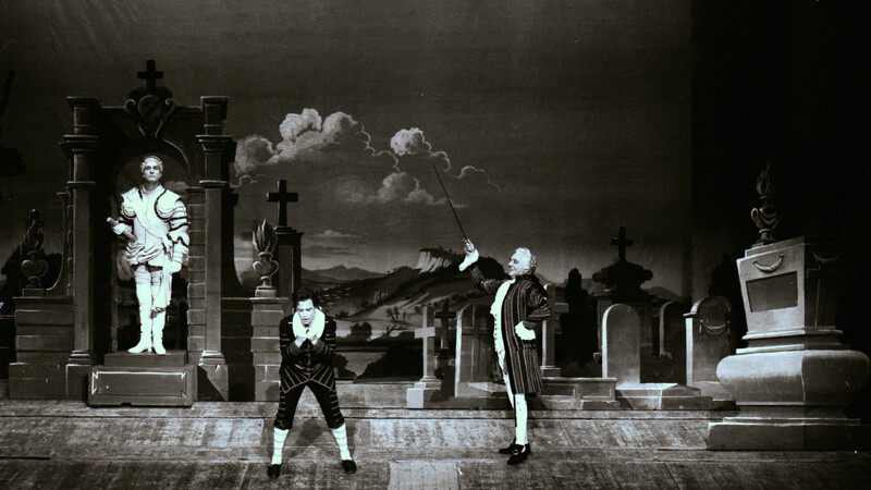 Jacques Mars, Heinz Blankenburg, Gabriel Bacquier dans la scène du cimetière de Don Giovanni